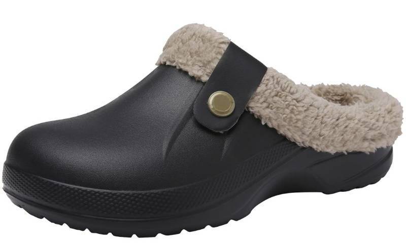lot 58963 image: (UNUSED) ChayChax Women and Men Fur Lined Clogs Memory Foam Warm Fuzzy Slippers Winter Waterproof Indoor Outdoor Slipper - Mens 9.510 Womens 1112