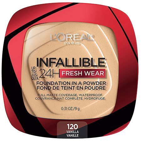 lot 60004 image: FACTORY SEALED - L Oreal Paris Infallible Fresh Wear 24 Hr Powder Foundation Makeup  120 Vanilla  1 fl oz
