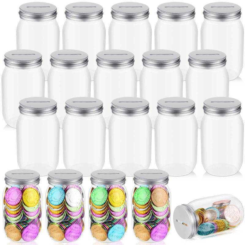 lot 60849 image: APPEARS NEW - Roowest 24 Cs Coin Jars for Behavior Tokens Bulk Plastic Reward Jars for Kids Token Classroom Behavior Management Back to School Supplies Teacher Tools