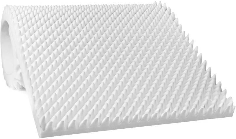 lot 62631 image: APPEARS NEW - Egg Crate Foam Sheet  Mattress Pad (Medical Bed, Mattress Topper, Chairs), White (Actual Size is Unknown,Vacuum Sealed Packaging Measures 14x5)