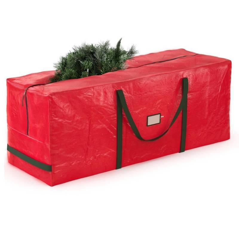lot 62709 image: FACTORY SEALED - Zober Large Christmas Tree Storage Bag - Fits 9 Ft Artificial Trees - Plastic, Waterproof Christmas Tree Bag For Storage Box For Xmas - Strong, Durable Handles - Label Card Slot - Red