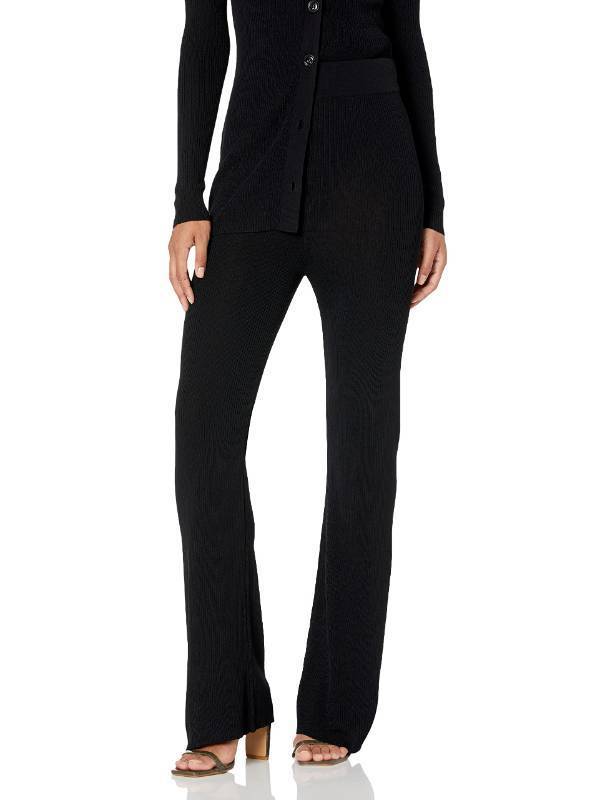 lot 64130 image: FACTORY SEALED - The Drop Womens Ellison Rib Flare Leg Sweater Pant, Black, M