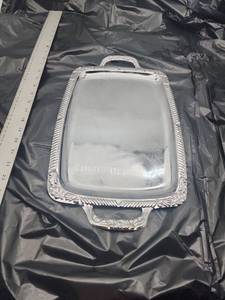 lot 55528 image: Silver Serving Tray with Ornate Border -