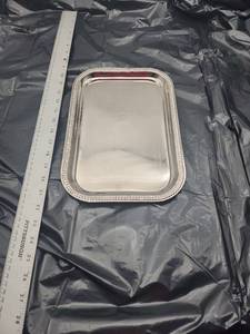 lot 55529 image: Silver Plated Serving Tray with Ornate Border - Retail $25