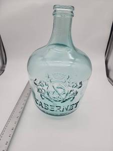 lot 55538 image: 3 Gallon Aqua Glass Apothecary Carboy Wide Mouth with Embossed Design