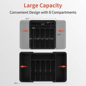 lot 66701 image: Silverware Drawer Organizer, Expandable Utensil Tray BPA Free BLACK