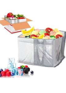 lot 66720 image: 10 Pack Double Layer Foil Insulated Box Liners 11 x 8.5 x 5.5 inch. Silver -B-36296