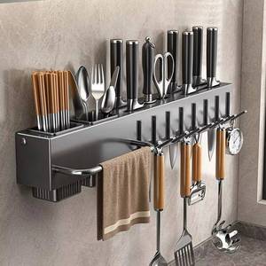 lot 66732 image: NEW Cooking Utensils Holder Wall-mounted Storage Kitchen Knives Rack 24 Inch