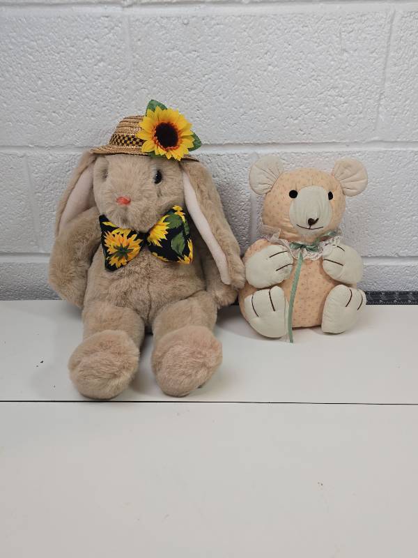 lot 70 image: Plush Bunny with Sunflower Accessories