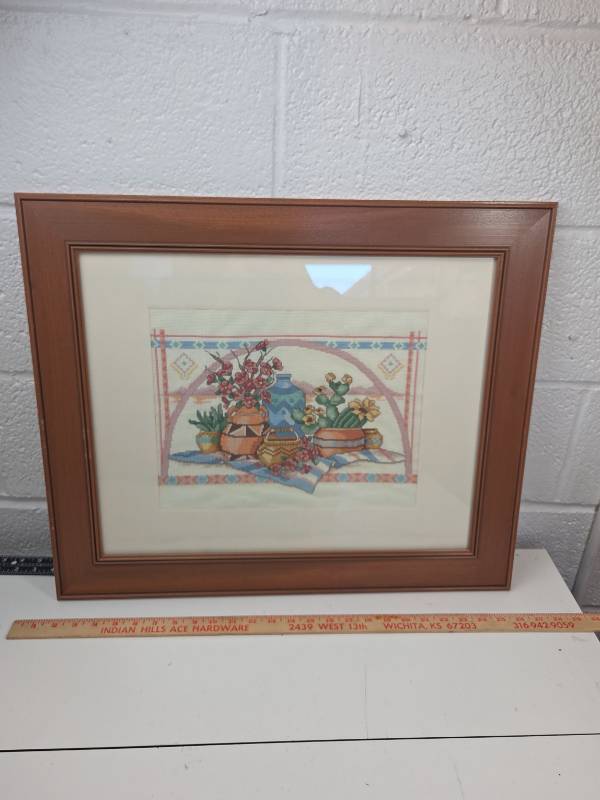 lot 102 image: Southwestern Still Life Cross Stitch Art