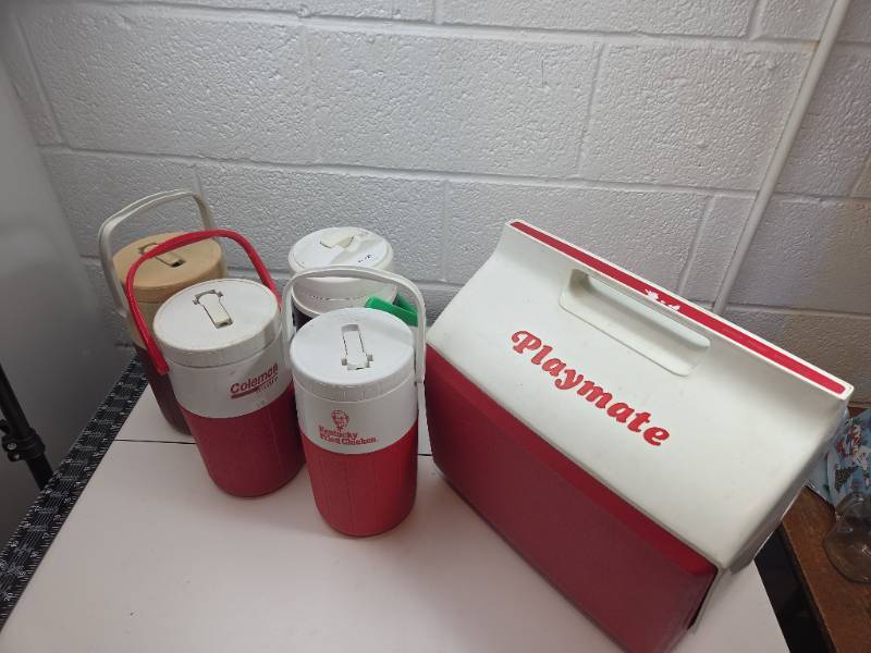 lot 127 image: Playmate Cooler with KFC and Coleman Jugs Collection