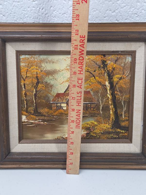 lot 145 image: Autumn Cottage Landscape Oil Painting
