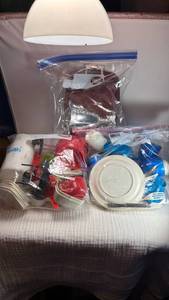 lot 0130 image: 3 bags filled with toy kitchen toys gallon sized