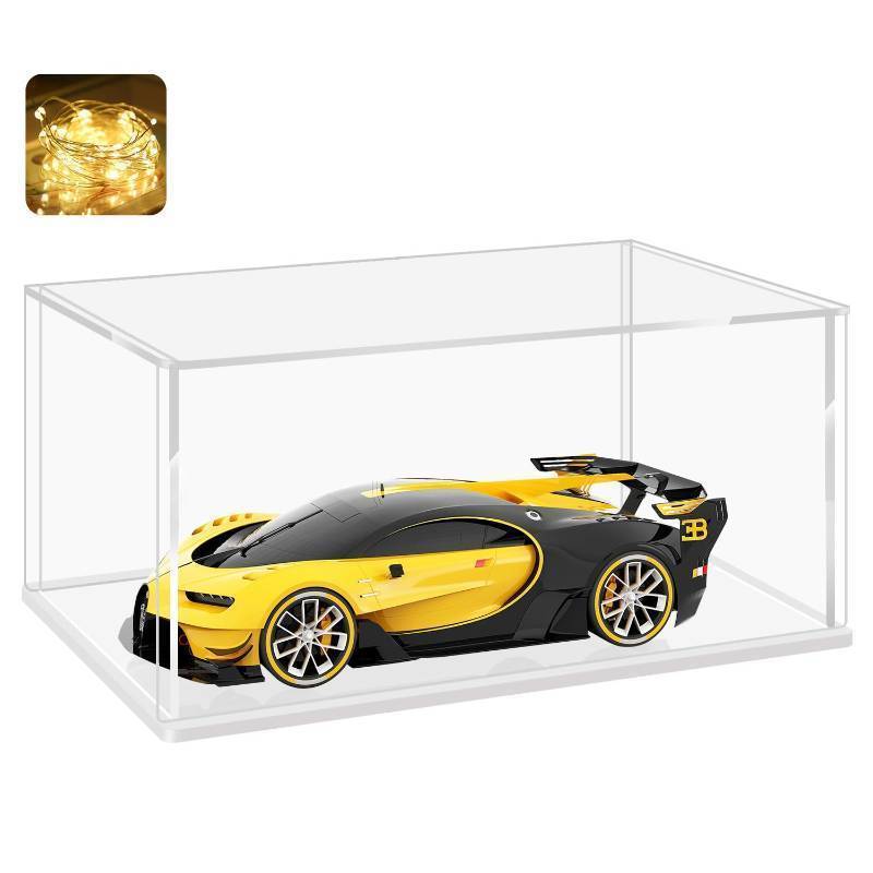 lot 14386 image: Acrylic Display Case, Assemble Showcase Display Box for Collectibles, with Dustproof & Seamless Display Design, Suitable for 124 Scale Car Model 10x5x4inch White Base - Retail $19