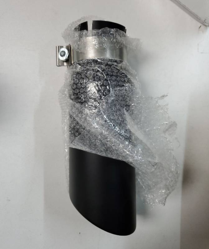 lot 53670 image: LCGP 3 Inlet Exhaust Black Tip,3 x 4 x 12 Long Clamp on Exhaust Tailpipe Tip for Truck - Retail $29