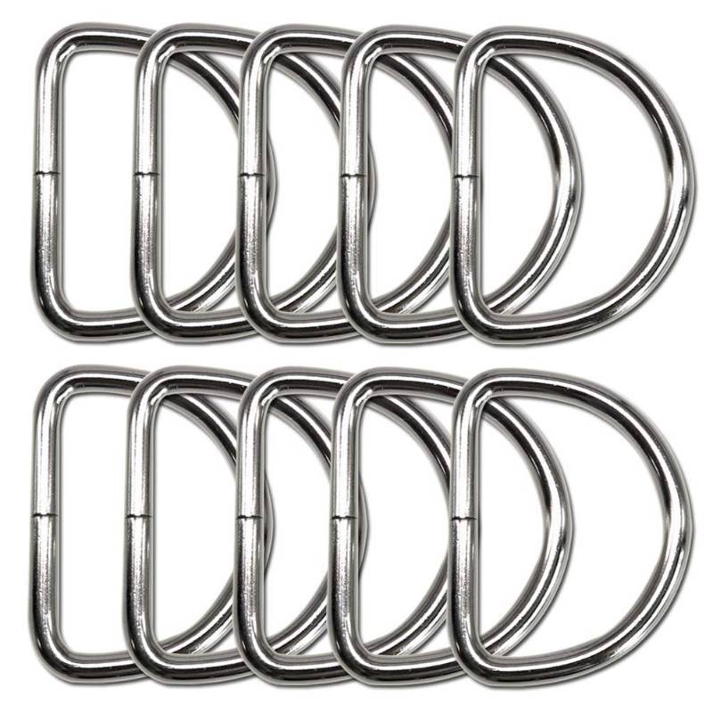 lot 53705 image: 1.5 inch Metal D Ring - 10 Pack Heavy Duty Welded Stainless Steel D Ring for Sewing Dog Collar (1.5 inch Inner, 2 inch Outer) - Retail $9