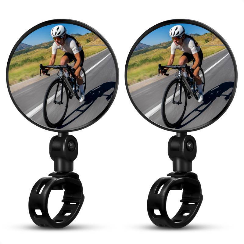 lot 53911 image: Bike Mirror Handlebar Mount 2 Pcs Bicycle Mirrors for Handlebars, Clear & 360° Adjustable View, Secure, Damage-Resistant for Mountain, BMX & City Bikes - Retail $10