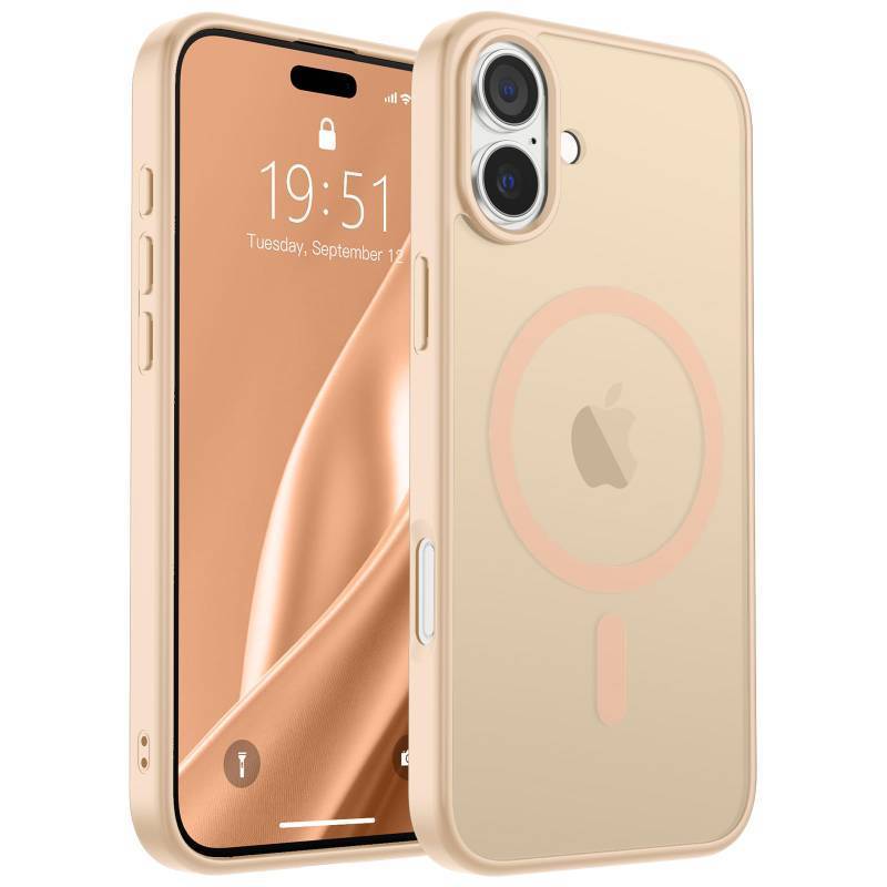 lot 53988 image: Magnetic for iPhone 16 Plus Case (Compatible with MagSafe) (Military Grade Drop Protection) Slim Translucent Matte Shockproof with Anti-Fingerprint Phone Case,Sand Pink