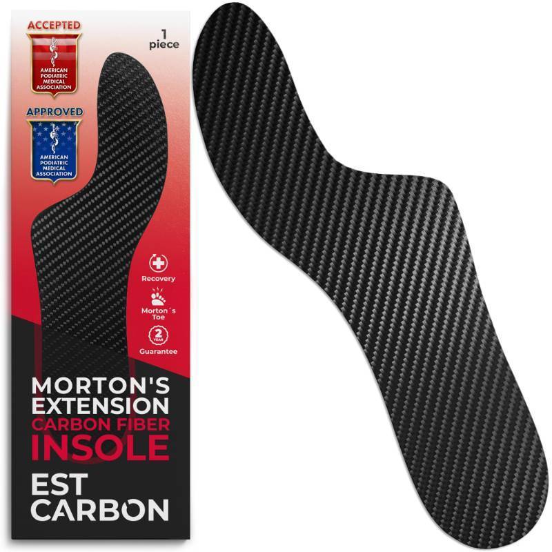 lot 54015 image: Carbon Fiber Insole - 1 pc, Men 7.5, Women 8.5-9 - Mortons Extension - Orthotic Insole - Rigid Shoe Insert - Foot Arch Support - Turf Toe Stiff Plate - FSA Eligible - Thin Sport Sole - Retail $40