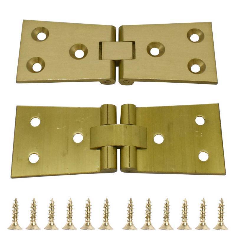 lot 54021 image: 2Pcs Heavy Brass Butler Tray Hinge 180 Degree for Butler Folding Tables Furniture Table with Screws - Retail $14