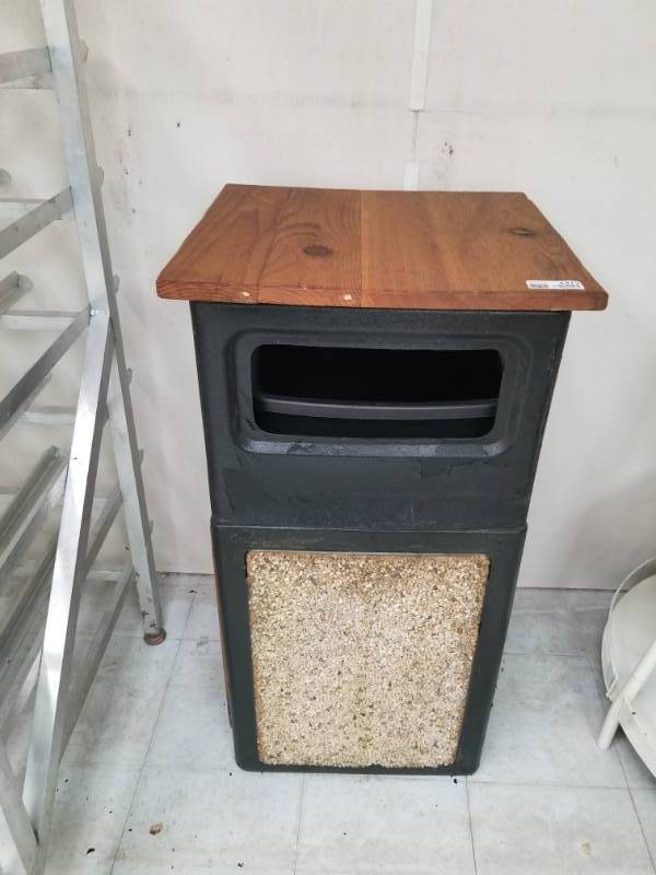 lot 4313 image: Waste Receptacle Enclosure Wood Stone Finish wInsert