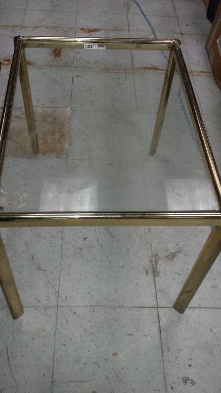 lot 4441 image: Glass and Metal End Table