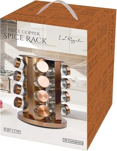 lot 7003 image: Le Regalo Copper Rack with 16 Spice Jars