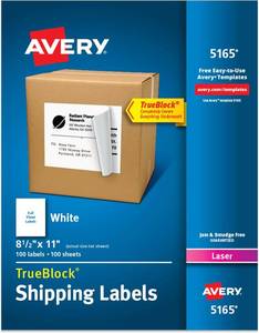 lot 7007 image: Avery Full-Sheet Shipping Labels 8.5 x 11, White, 100