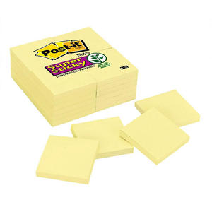 lot 7025 image: Post-it Super Sticky Notes, 3x3 in, Canary Yellow, 24 Pads