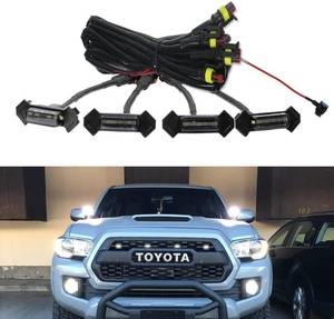 lot 7078 image: GTINTHEBOX 4pcs Smoked Lens Grill Lights White LED Toyota Tacoma