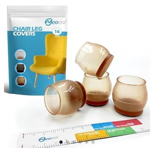 lot 7096 image: Neoera Chair Leg Covers (Round Large Brown) with Felt