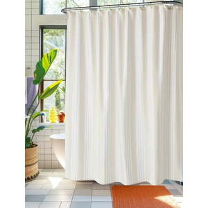 lot 7101 image: Mainstays 13-Piece Stripe Fabric Shower Curtain Set, White