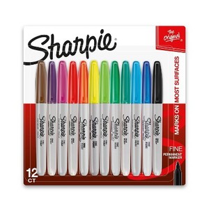lot 7128 image: Sharpie 12pk Permanent Markers Fine Tip Multicolored