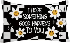lot 7176 image: GAGEC Summer Pillow Covers 12x20 Inch Smile Daisy