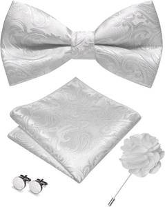 lot 7184 image: 2 pack RBOCOTT Paisley Bow Tie & Pocket Square Set w Cufflinks