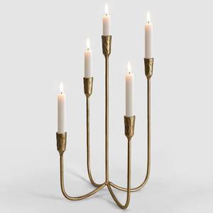 lot 4 image: $60 5-Candle Cast Iron Candelabra Candlestick Holders 15-Inch Brass