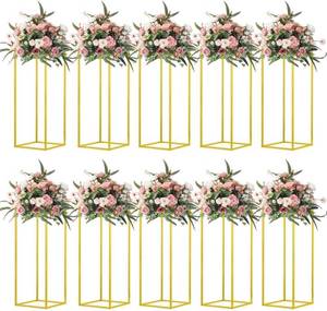 lot 8 image: $118 23.6in 10pcs Gold Column Vases, Table Flower Centerpieces