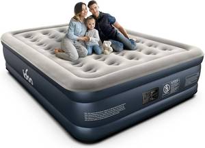 lot 15 image: $80 iDOO Queen Air Mattress with Built-in Pump, 18-Inch Raised