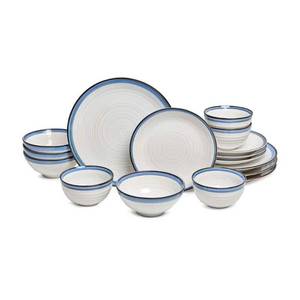 lot 39 image: $70 Siterra Santorini 16-Piece Stoneware Dinnerware Set, WhiteBlue