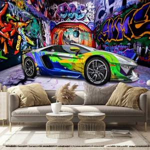 lot 43 image: Colorful Supercar Graffiti Room Murals - Self-Adhesive Wallpaper