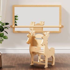lot 59 image: $170 Montessori Baby Mirror with Pull-Up Bar, Wooden Gym, Shatterproof