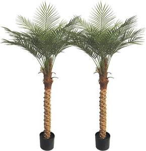 lot 60 image: $60 2-Pack 4.8ft Tall Artificial Palm Trees, UV-Resistant Outdoor