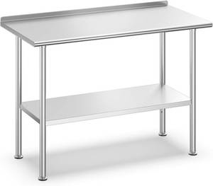 lot 63 image: $135 Stainless Steel Prep Table 24x48, Backsplash and Undershelf