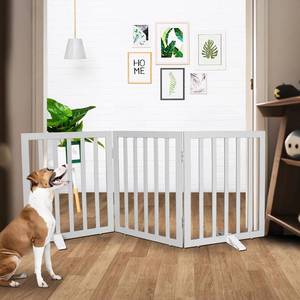 lot 90 image: $60 Dog Gate Indoor Freestanding Fence, 3 Panels, 24 Height Grey