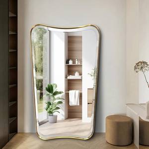 lot 92 image: $200 POZINO Irregular Beveled Mirrors 24x40 Brushed Gold Vanity