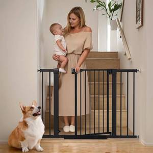 lot 97 image: $75 Mumeasy Baby Gate for Stairs & Doorways, Auto-Close Black
