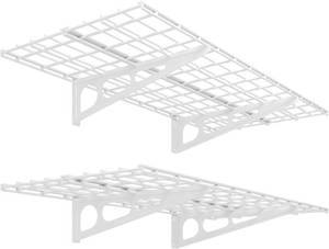lot 99 image: $90 FLEXIMOUNTS 2-Pack 2x4 ft Wall Shelf Garage Storage Rack, White