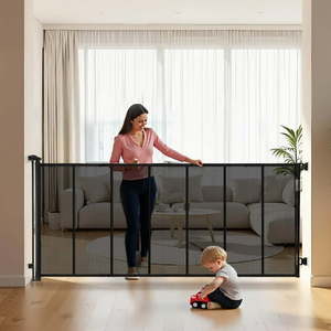 lot 107 image: $58 VEVOR Retractable Baby Gate, 190 in, 38.5 in Tall, Black