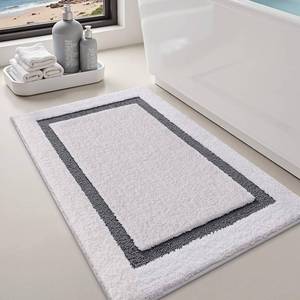 lot 118 image: LUMI White Bath Mats, Non-Slip, Absorbent 24x36, WhiteGray