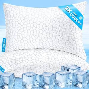 lot 120 image: $64 Cooling Pillows Queen Set of 2 - Shredded Memory Foam, Two-Sided